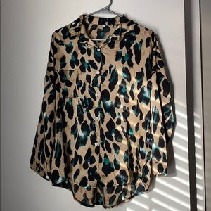 Shein printed button down blouse